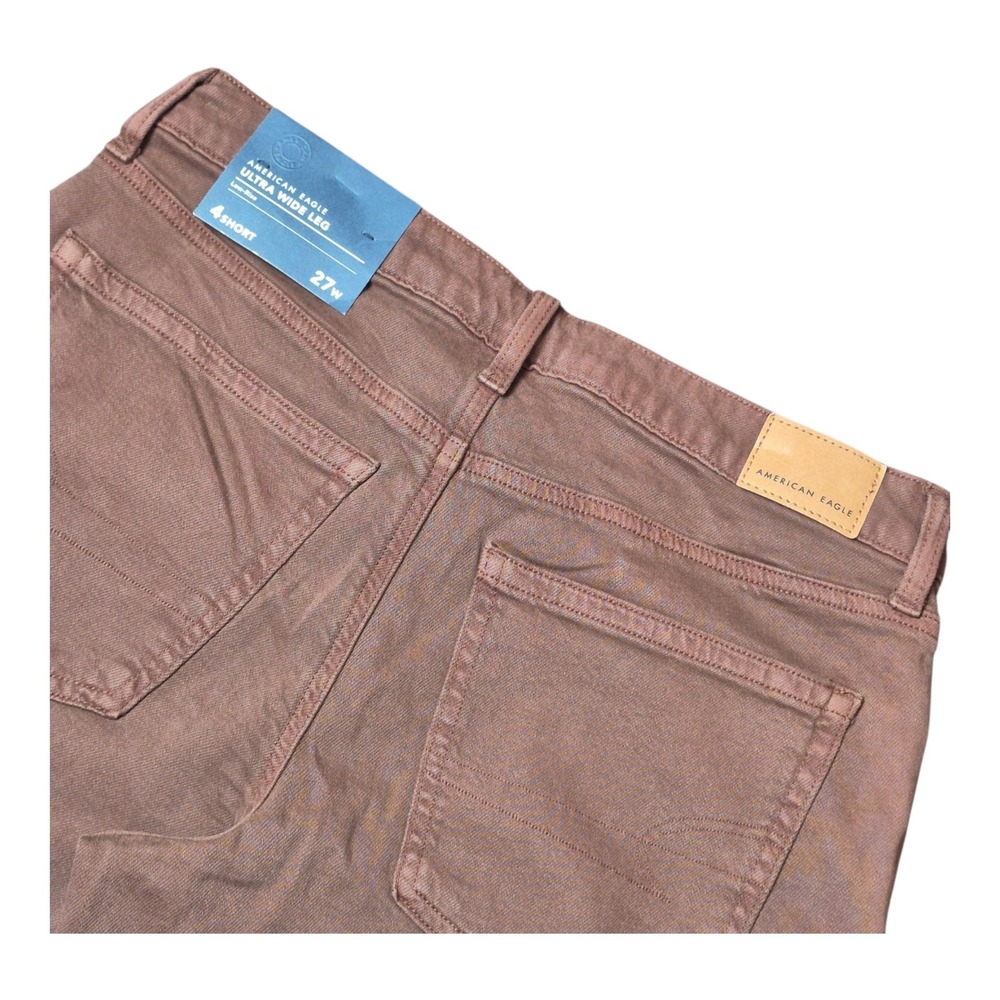 American Eagle Womens 4 Short Brown Ultra Wide Leg Low Rise Stretch Jeans NWT